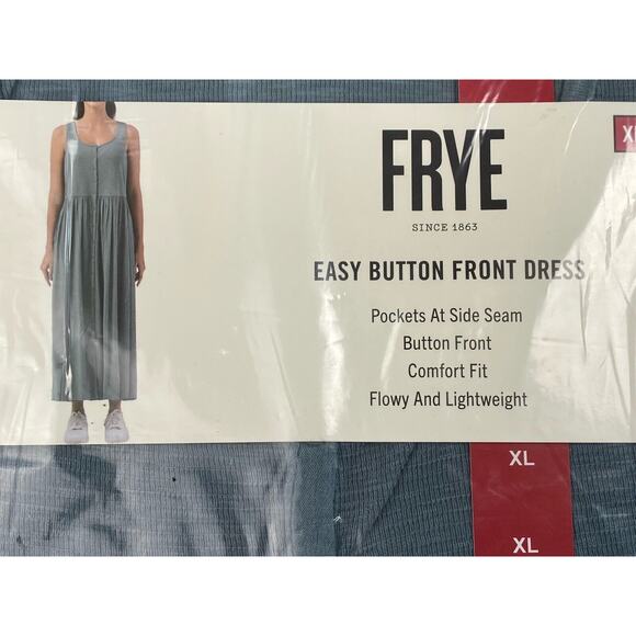 Frye Womens XL Midi Tank Dress Trooper Button Front Side Pockets Sleeveless - Picture 3 of 4